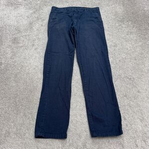 Dunderdon Compact Twill Work Chino Pants Men 31x32 Navy Blue Straight Leg Cotton
